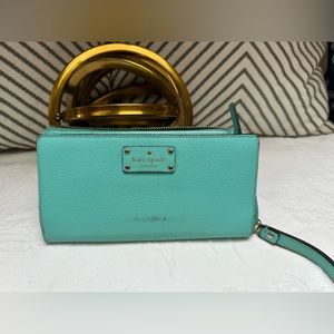 Kate Spade Neda Zip Around Wellesley Wallet Fresh Air Teal Turquoise
